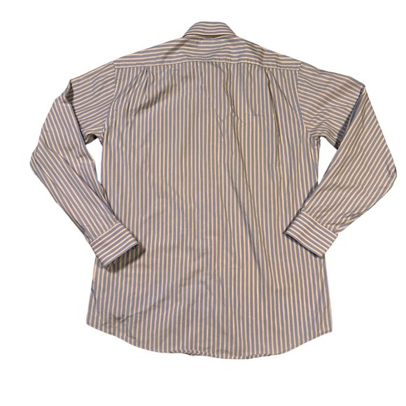 Tommy Hilfiger Shirt Men's Button Up Long Sleeve Striped Blue Yellow Medium 15.5 - Picture 10 of 11